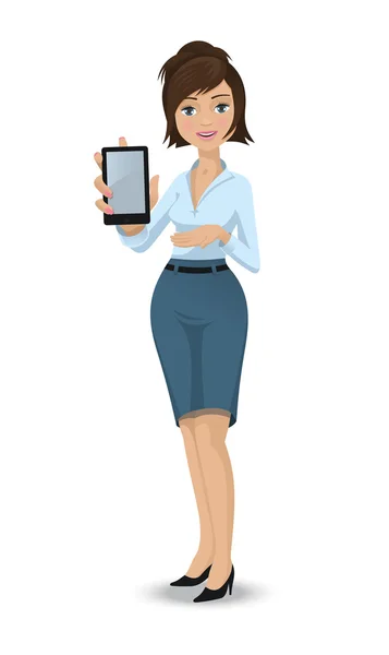 Femme d'affaires avec pavé tactile — Image vectorielle