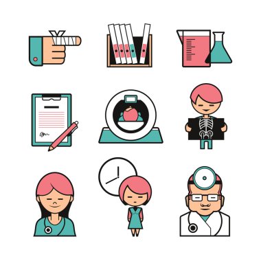 tıbbi teşhis Icons set