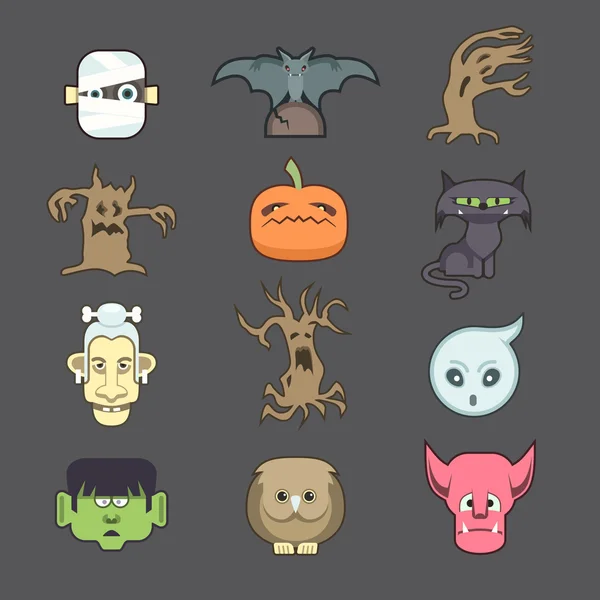 Halloween monsters isolated spooky creatures set. — Stock Vector