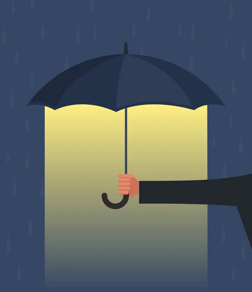 Hand hält einen Regenschirm — Stockvektor