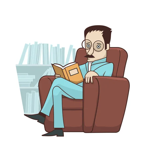 Reading book in armchair — Stock Vector