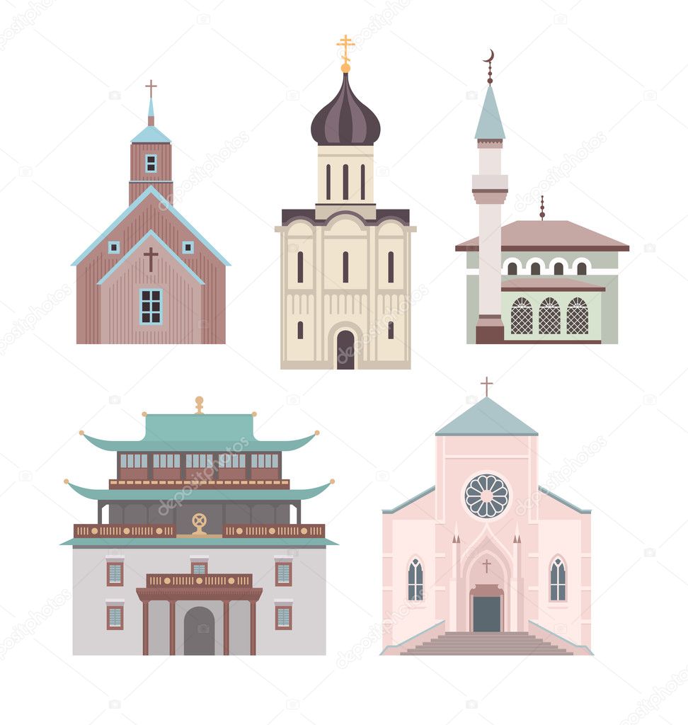 Church flat illustration collection