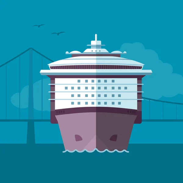 Lapos hajó illusztráció — Stock Vector