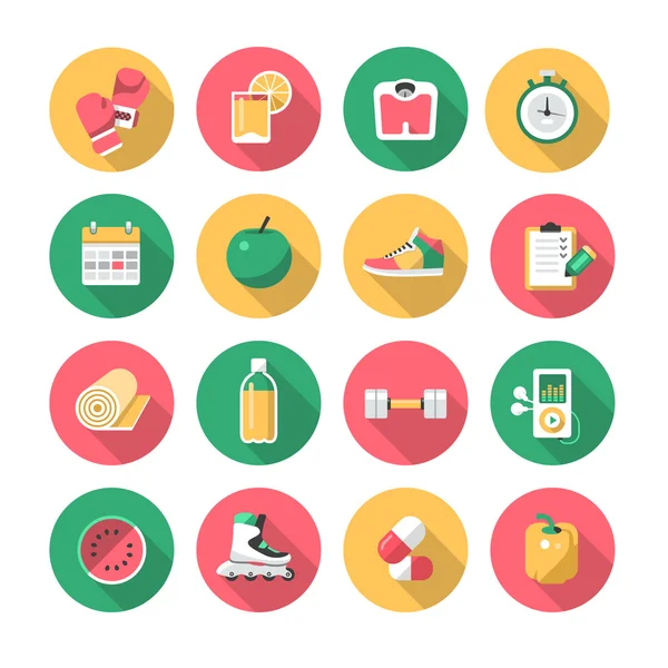 Fitness - Iconos planos — Vector de stock