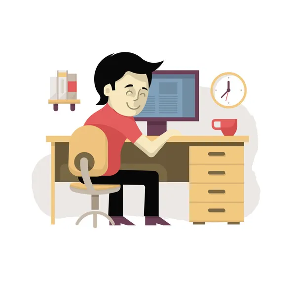 Freelancer at His Workplace — Stock Vector