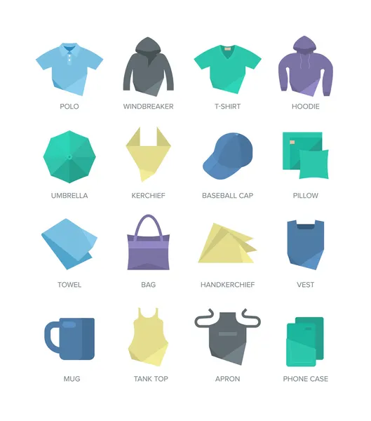 Apparel and Personal Items Icons — Stock Vector