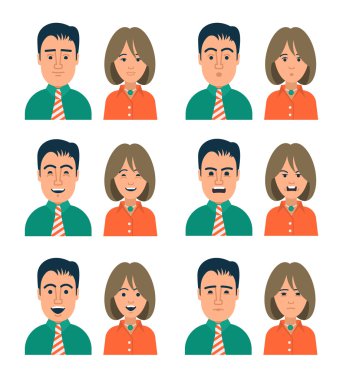 Facial Expressions of Woman and Man clipart