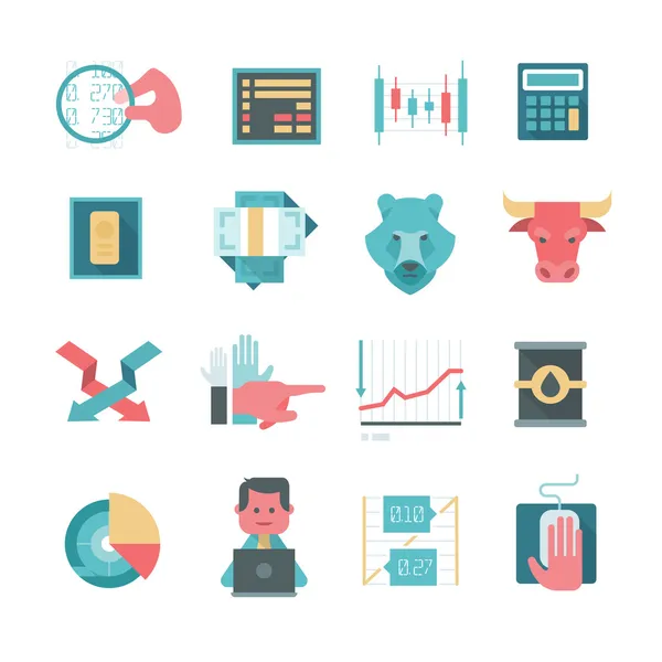 Icons of Online Stocks Trading — Stock Vector