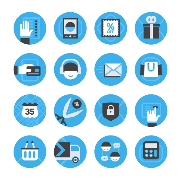 Conjunto de ícones de comércio eletrônico e compras online — Vetor de Stock