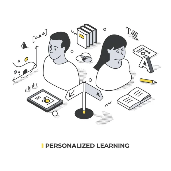 Concept Personalized Learning Experience Students Follow Own Pace Learning Skills Stock Illustration