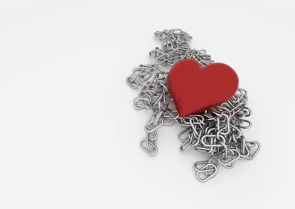 Red heart chain — Stock Photo, Image