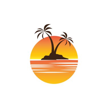 Yaz Plajı Vektör Simgesi Tasarım Şablonu