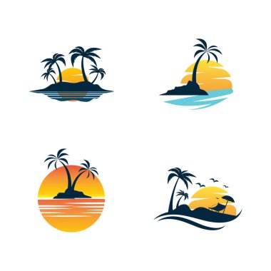 Yaz Plajı Vektör Simgesi Tasarım Şablonu