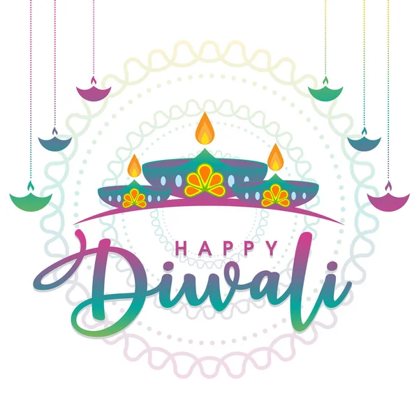 Felice Diwali Icona Vettoriale Disegno Illustrazione Template — Vettoriale Stock