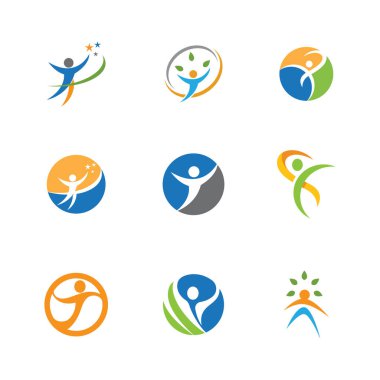 İnsan karakteri logosu çizim vektörü tasarımı