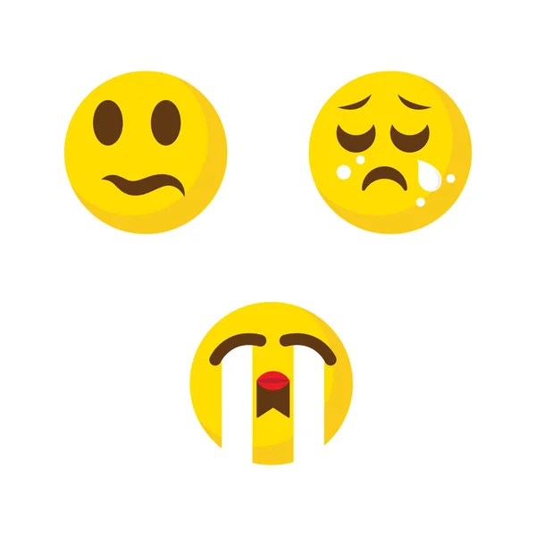 Triste Emoção Vector Ícone Design Ilustração Modelo — Vetor de Stock