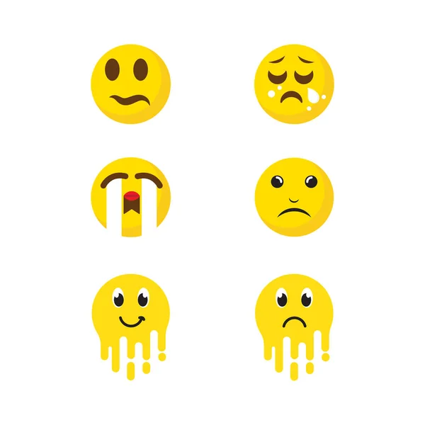 Triste Emoção Vector Ícone Design Ilustração Modelo —  Vetores de Stock