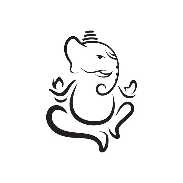 Ganesha Vector Ícone Design Ilustração Modelo — Vetor de Stock