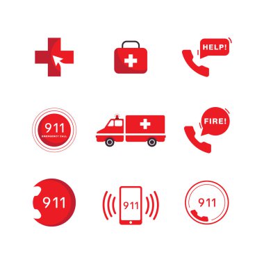 911 Acil Durum Vektör simgesi tasarım örnekleme şablonu