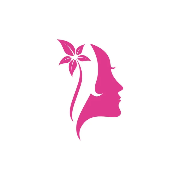 Kadın Yüzü Siluet Karakter Logo Simgesi Vektörü — Stok Vektör