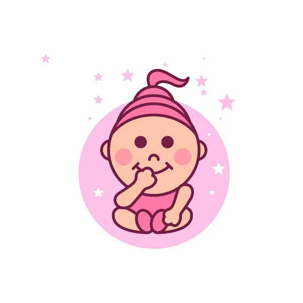 かわいい赤ちゃんのロゴベクトルアイコンデザインイラストテンプレート — ストックベクタ