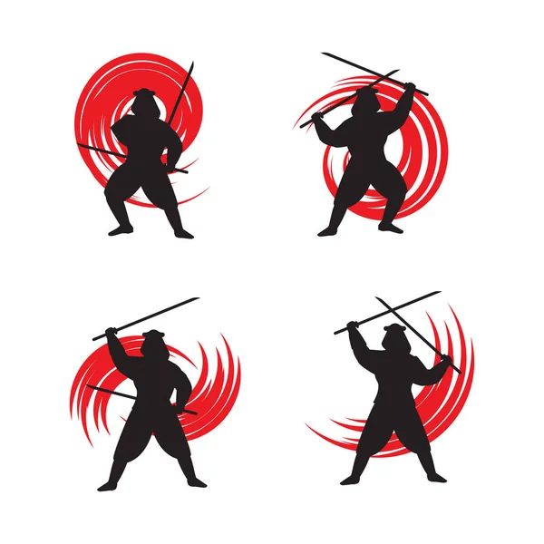 Дизайн Векторной Иллюстрации Самурая — стоковый вектор