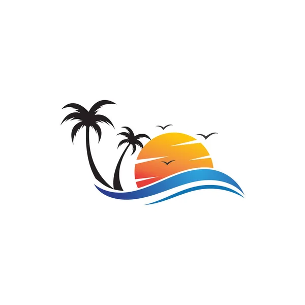 Playa Verano Vector Icono Diseño Ilustración Plantilla — Vector de stock