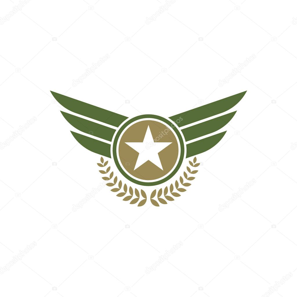 Army falcon wing badge icon vector illustration design template