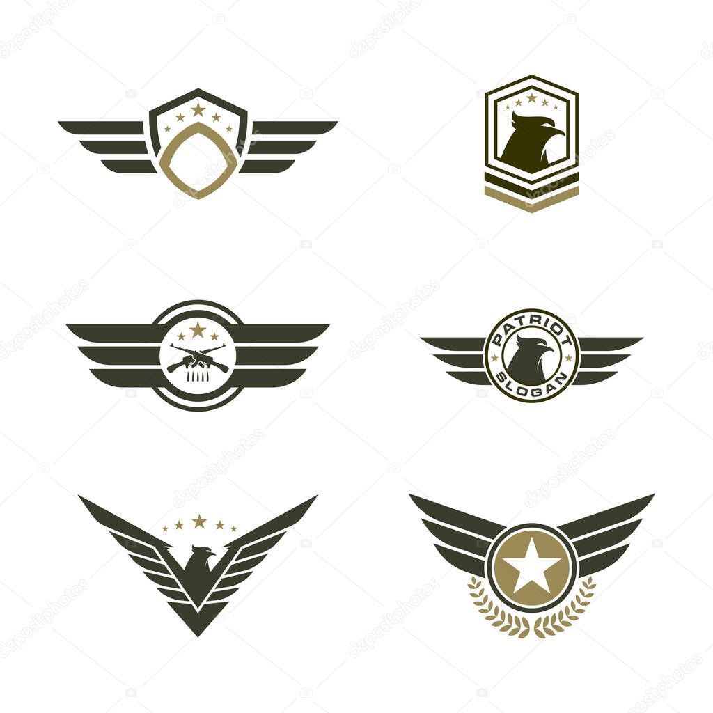 Army falcon wing badge icon vector illustration design template