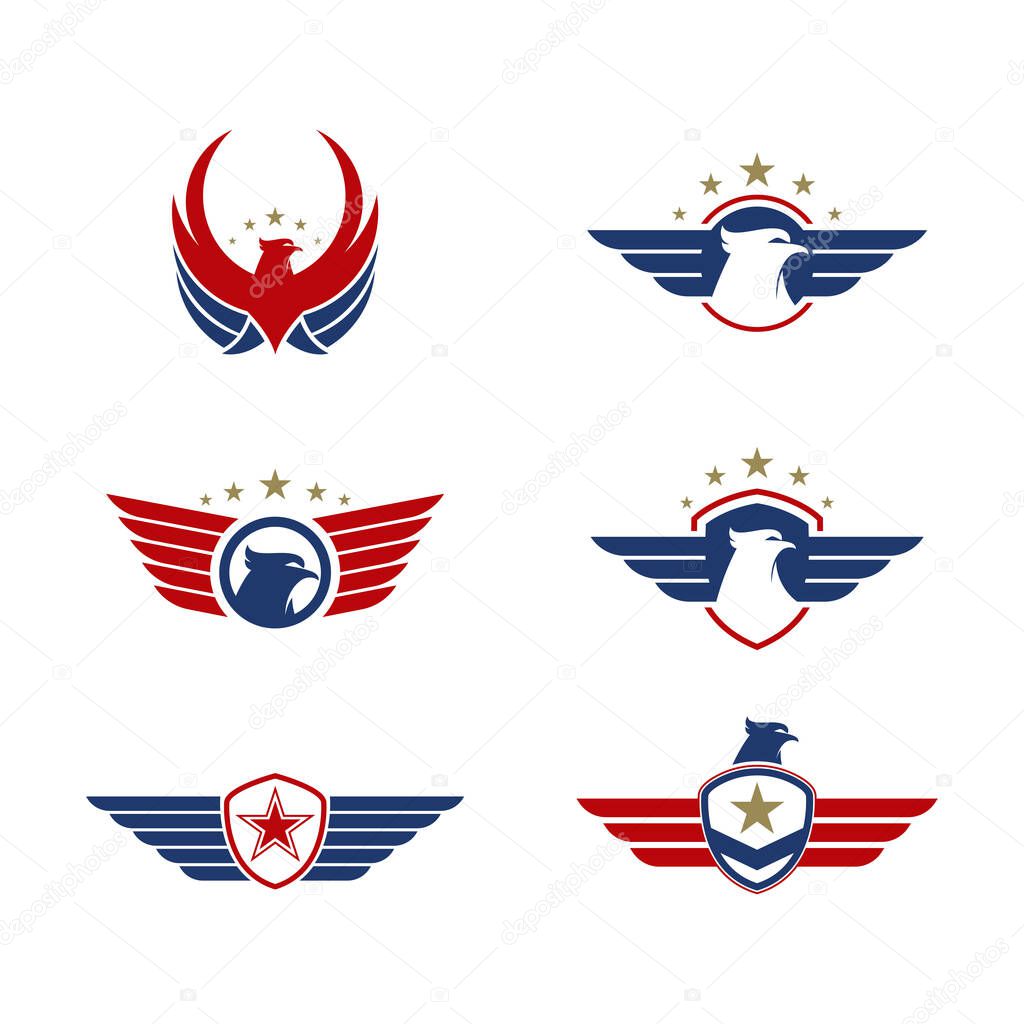 Army falcon wing badge icon vector illustration design template