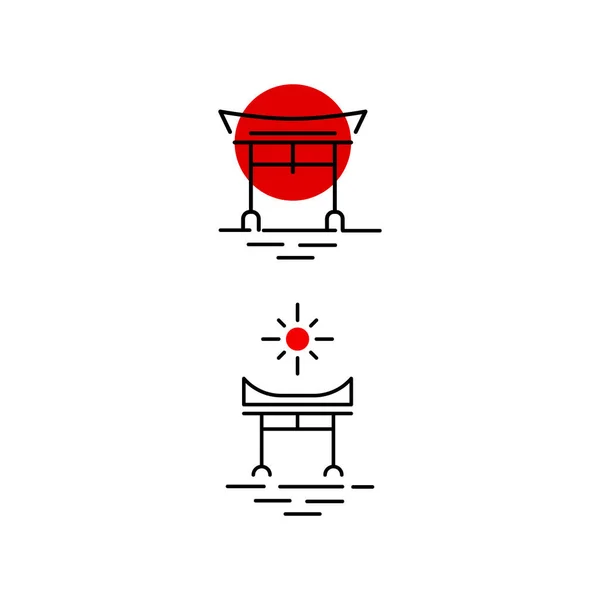 Gate Japan Vektor Ikon Design Illustration Mall — Stock vektor