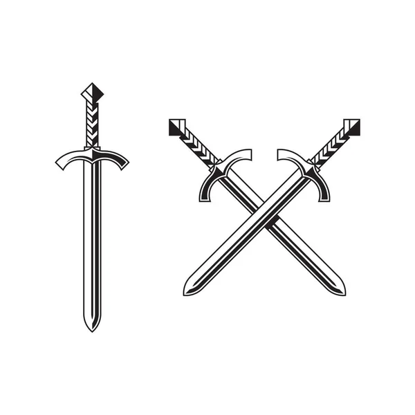 被白色背景隔离的骑士剑 剑的轮廓 矢量说明 — 图库矢量图片