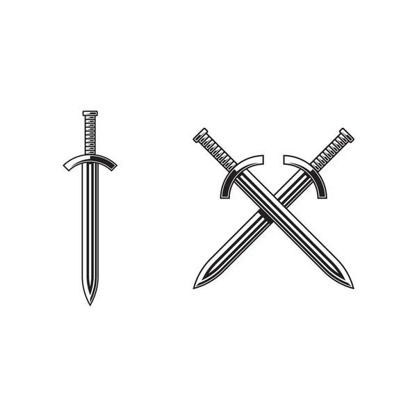 Espadas Cavaleiro Isoladas Fundo Branco Sílhuetas Espadas Ilustração Vetorial —  Vetores de Stock