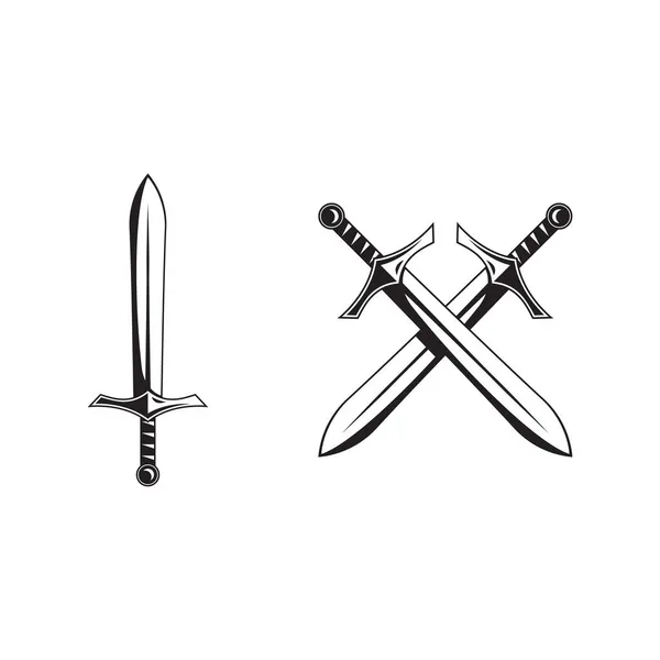 Épées Chevalier Isolé Sur Fond Blanc Silhouettes Épées Illustration Vectorielle — Image vectorielle