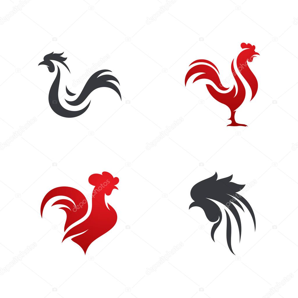 Silhouette of the rooster vector icon illustration design