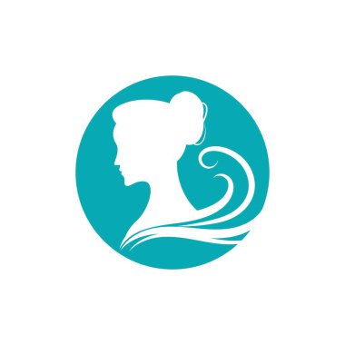 Kadın yüzü siluet karakter logo simgesi vektörü