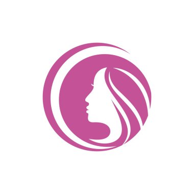 Kadın yüzü siluet karakter logo simgesi vektörü