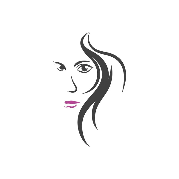Mulher Rosto Silhueta Personagem Ilustração Logotipo Ícone Vetor — Vetor de Stock