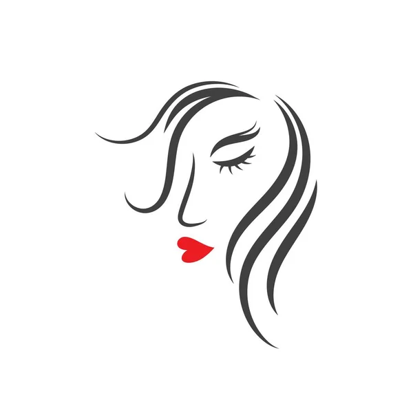 Mulher Rosto Silhueta Personagem Ilustração Logotipo Ícone Vetor — Vetor de Stock