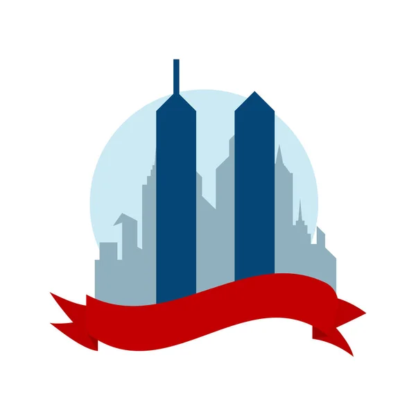 Twin Tower Patriot Day Vector Icon Design Illustration Template — 스톡 벡터