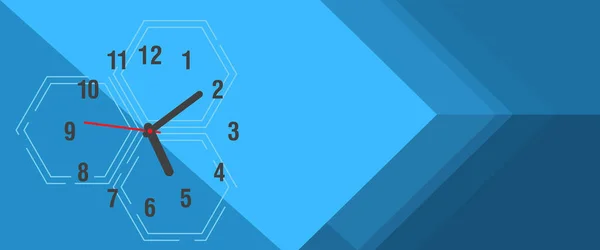 Time Clock Vector Flat Illustration Design Template — ストックベクタ