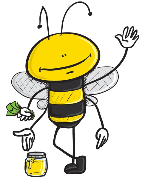 Honey selling bee — Stock Vector