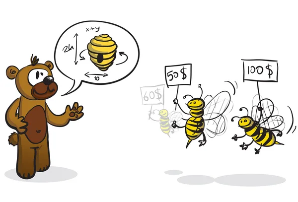 Пчёлы и медведь покупателя — стоковый вектор