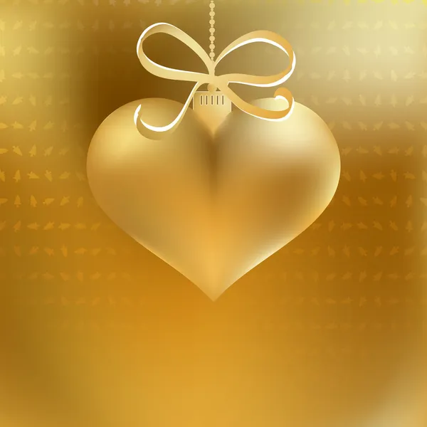 Golden christmas heart decoration. + EPS8 — Stock Vector