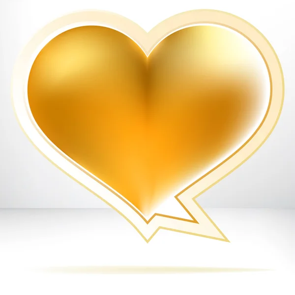 Heart shaped gold speech bubble. + EPS8 — Stock Vector