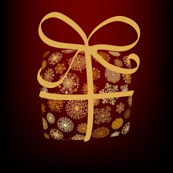 Weihnachtsbox aus goldenen Schneeflocken. + eps8 — Stockvektor