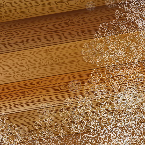 लाकडी पार्श्वभूमीवर ख्रिसमस बर्फफ्लेक. + EPS8 — स्टॉक व्हेक्टर