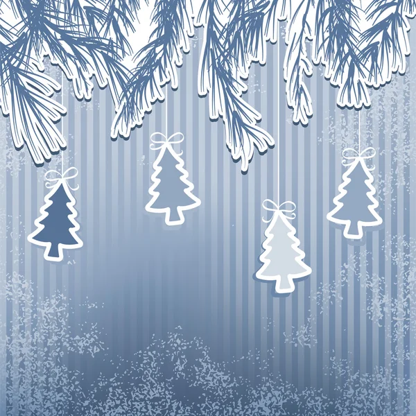 Vacaciones de Año Nuevo con árbol colgante. + EPS8 — Archivo Imágenes Vectoriales