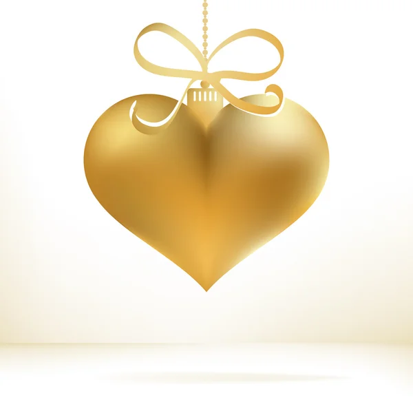 Decoración dorada del corazón de Navidad. + EPS8 — Archivo Imágenes Vectoriales