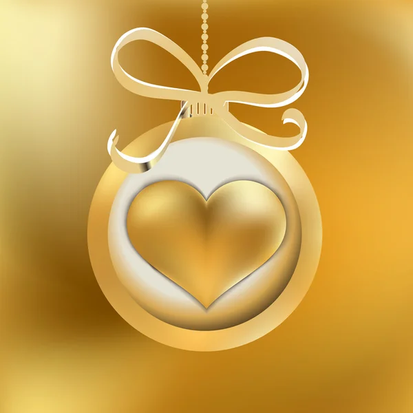 One golden Christmas heart. + EPS8 — Stock Vector